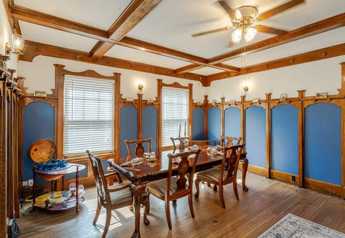 The Emerald Lady dining room and built-in hutch